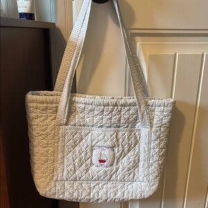 Little English Quilted White Tote Bag